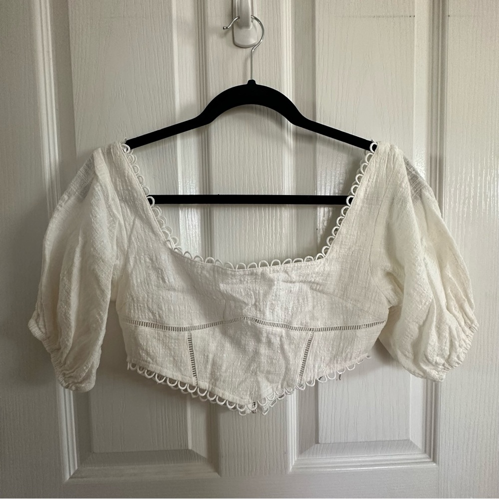 White puff sleeve top